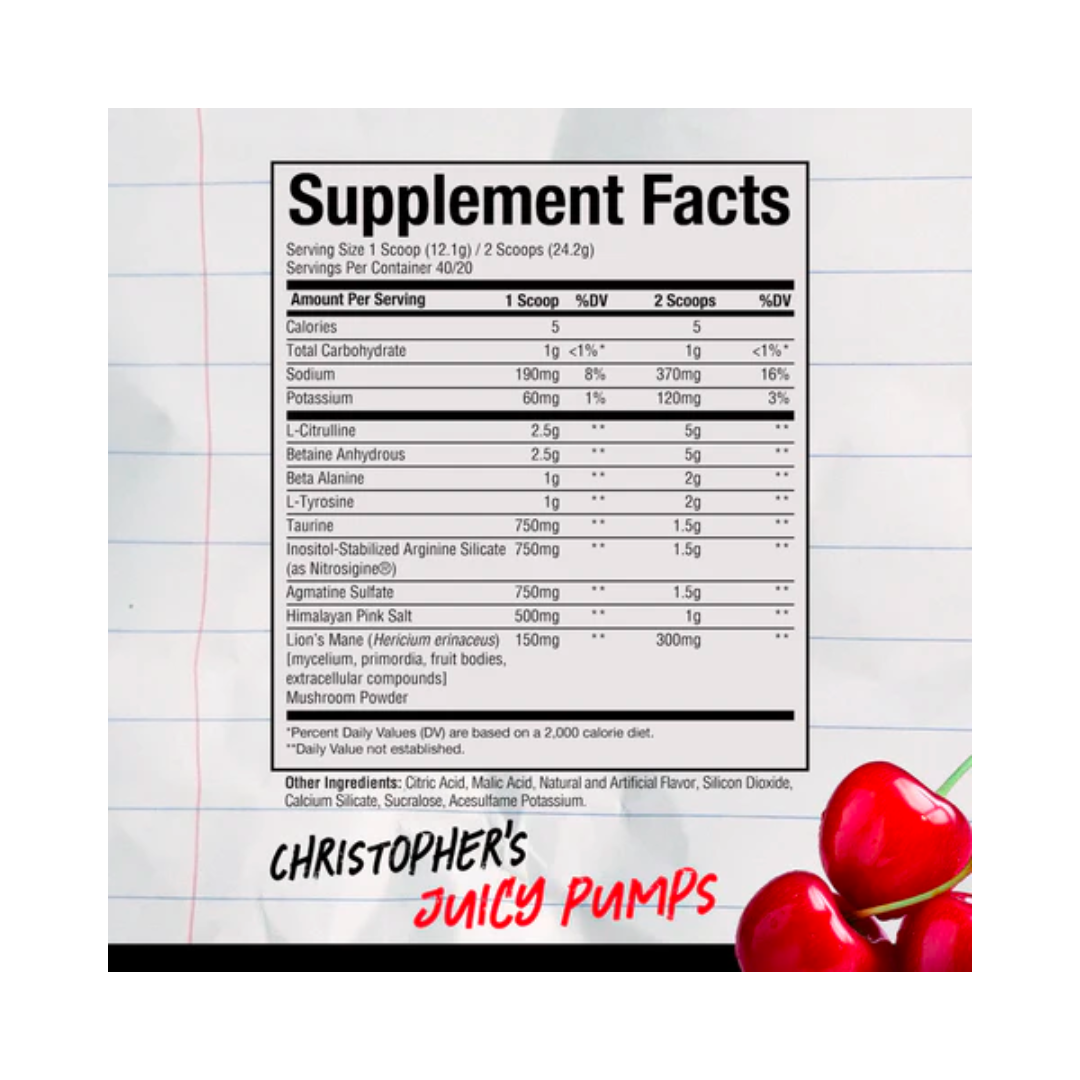 Christopher´s Juicy Pumps Pre-Entreno No Stim - CBUM X RAW