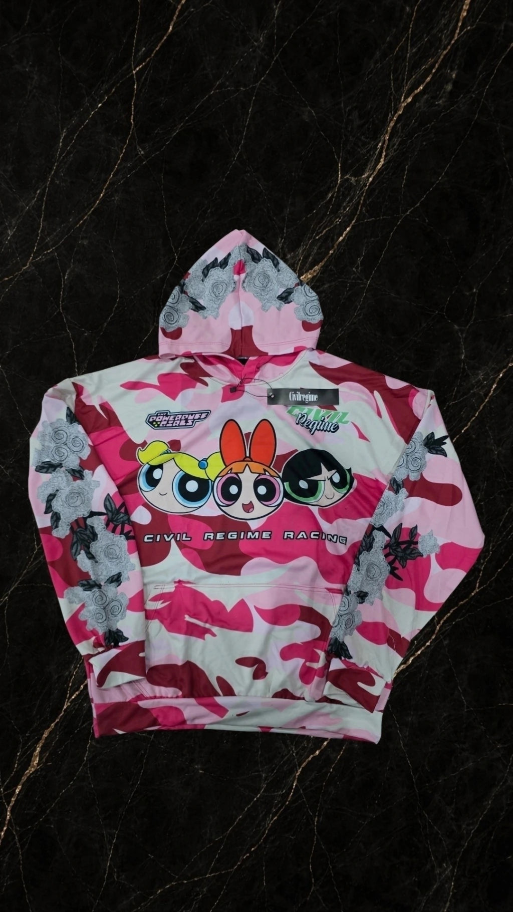 Sudadera Civil Regime x Powerpuff Girls Racing Rosa - frente