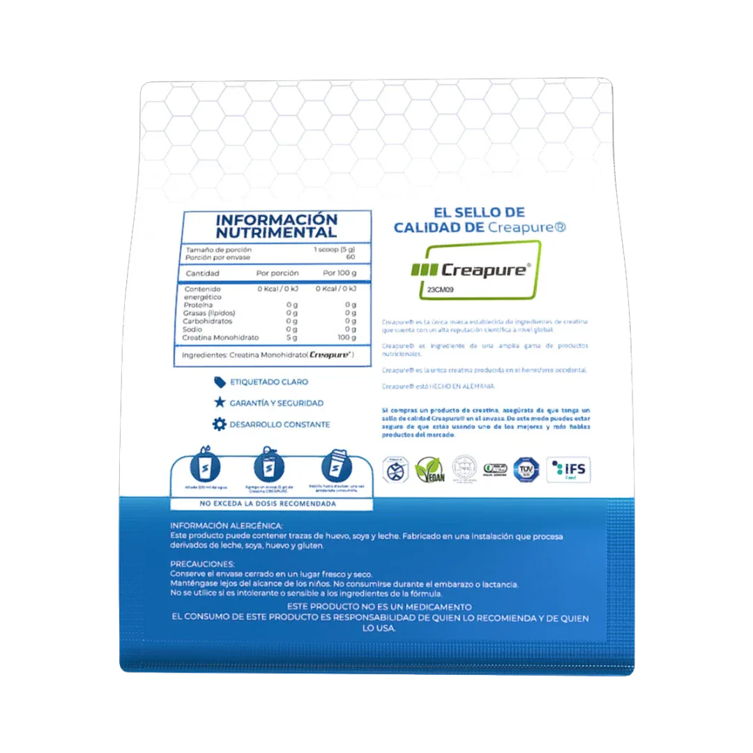 Creatina Creapure Essentials - Pureza Alemana 99.99% - Get Fit Mexico