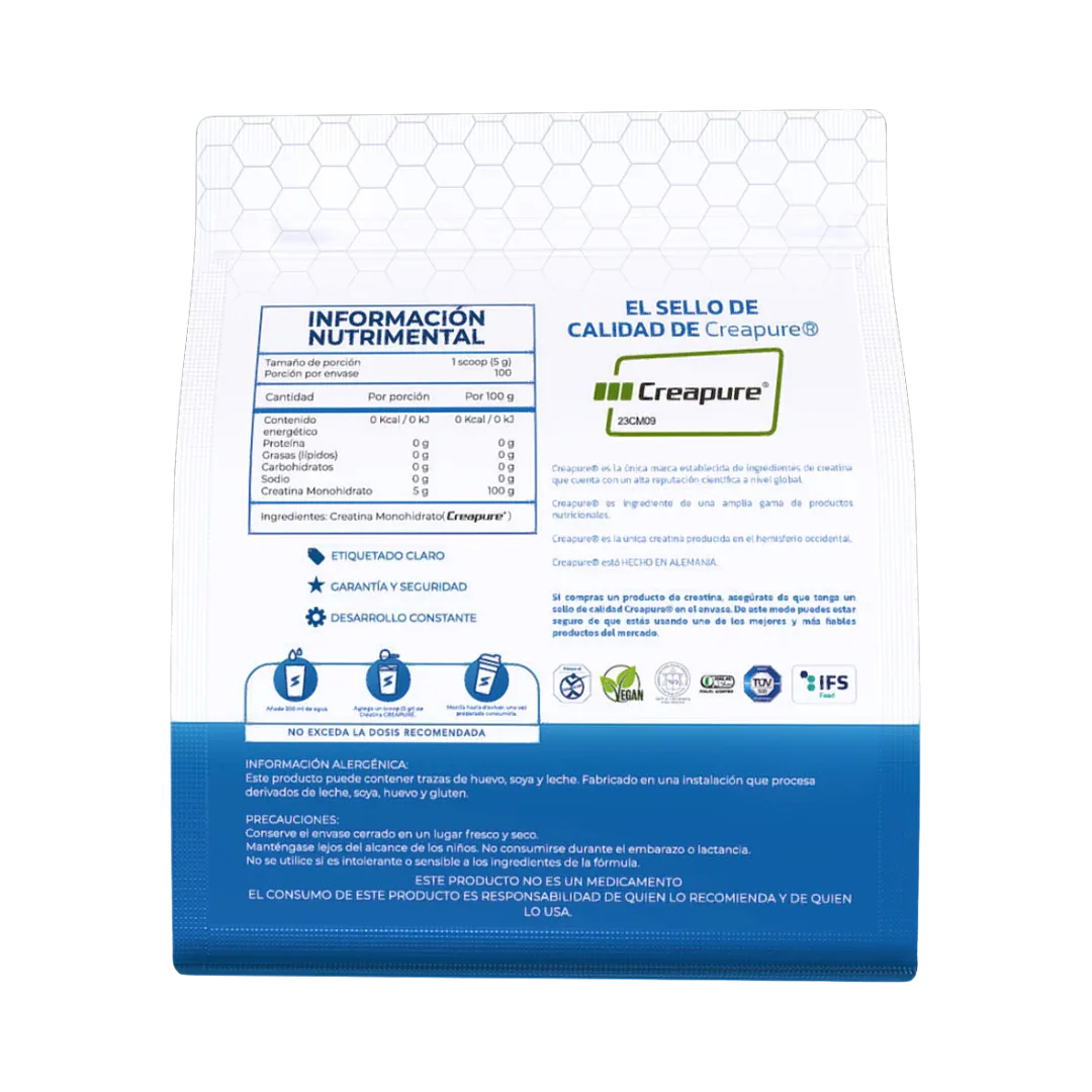 Creatina Creapure Essentials - Pureza Alemana 99.99% - Get Fit Mexico