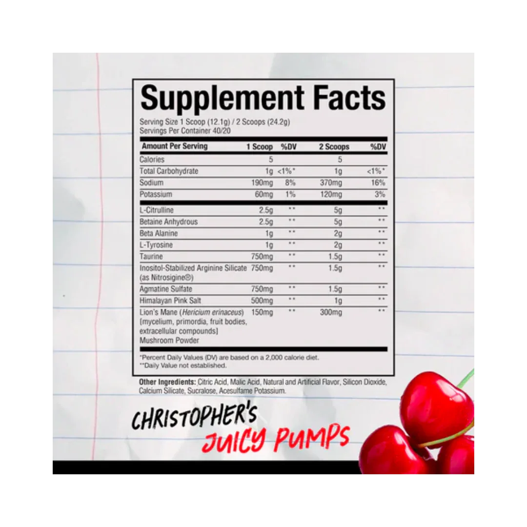 CBUM Pre-Entreno Sin Estimulantes Christopher´s Juicy Pumps - RAW NUTRITION - Get Fit Mexico