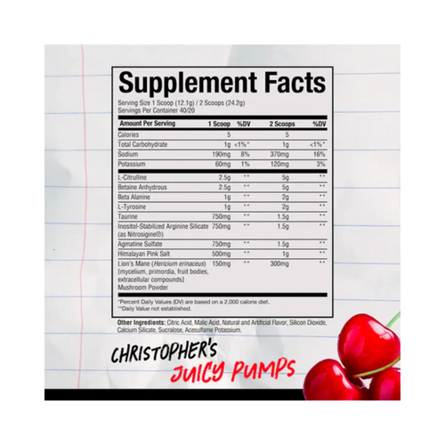 CBUM Pre-Entreno Sin Estimulantes Christopher´s Juicy Pumps - RAW NUTRITION - Get Fit Mexico