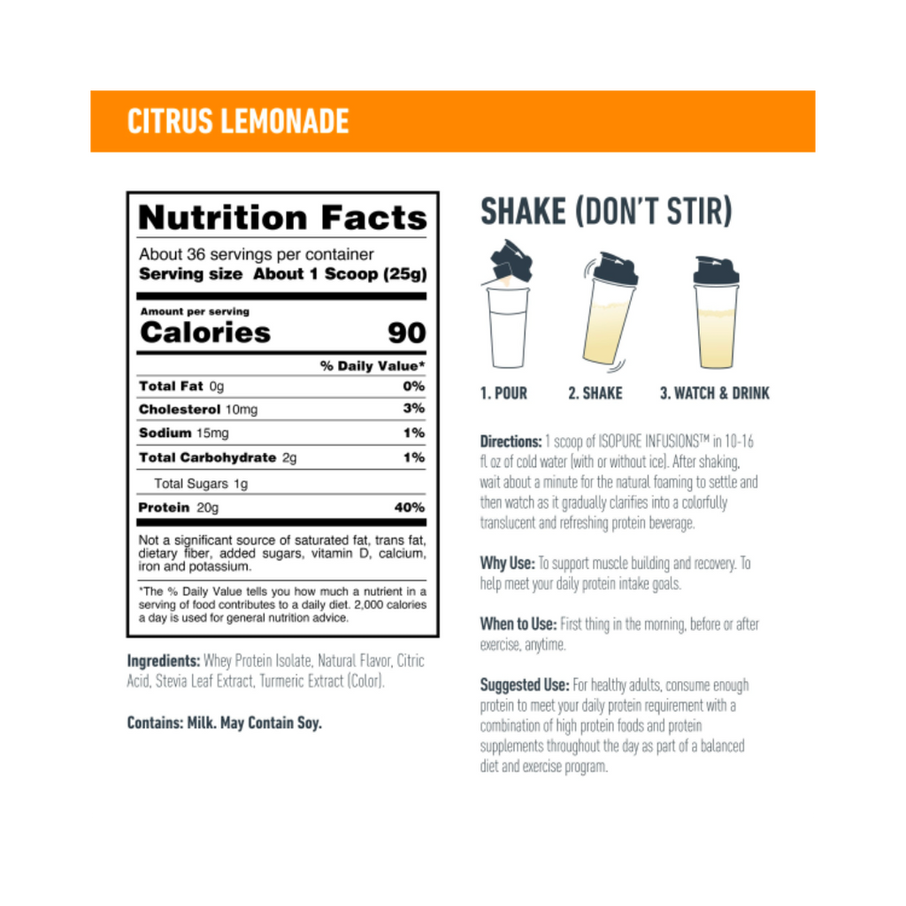 Isopure Infusions Clear Whey Isolate | Proteína Aislada 20g Proteína | Sin GMO