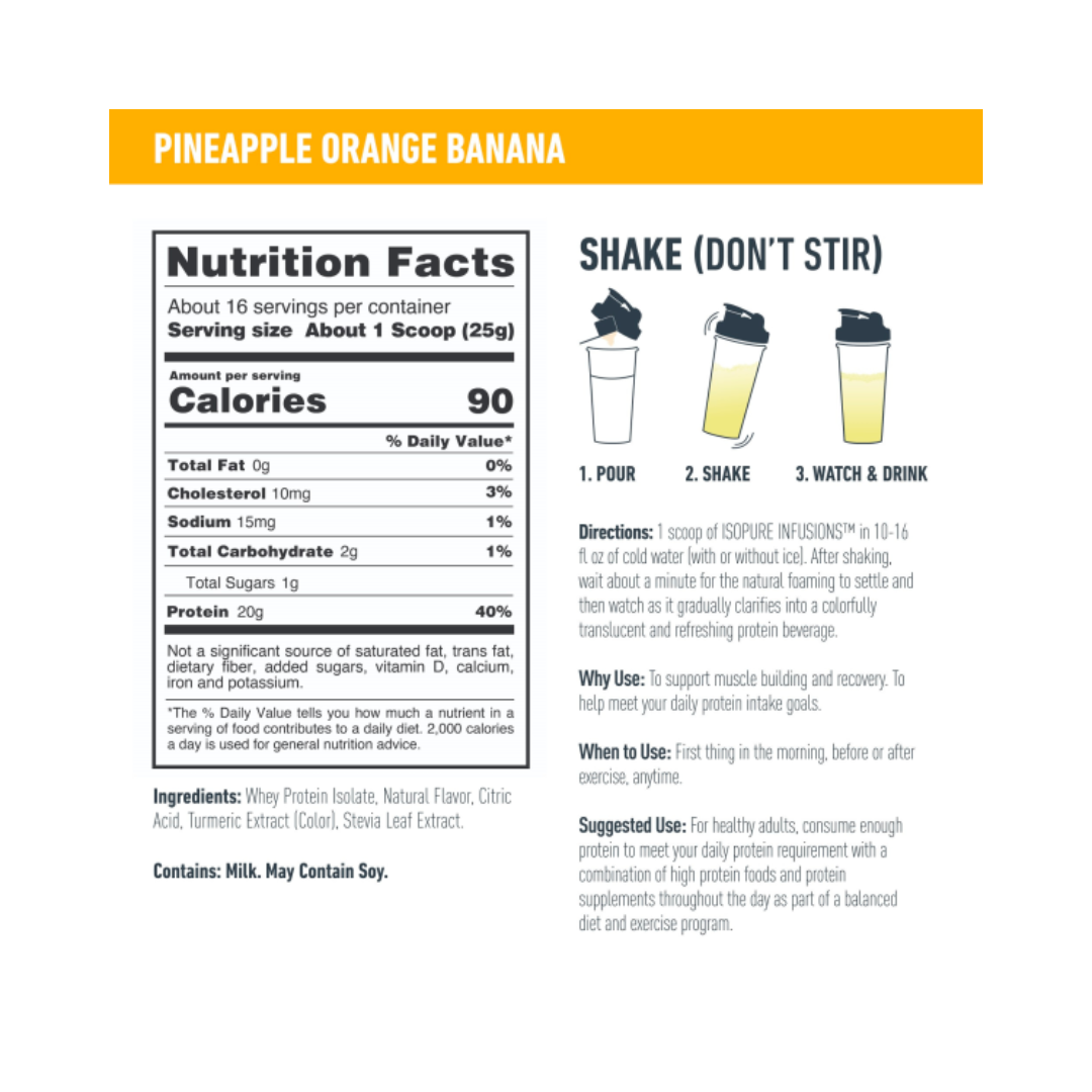 Isopure Infusions Clear Whey Isolate | Proteína Aislada 20g Proteína | Sin GMO