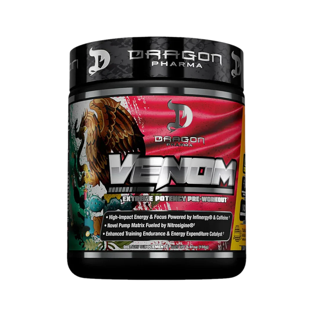 Venom Pre-Entreno Dragon Pharma - 375mg Cafeína 20 Tomas - Get Fit Mexico