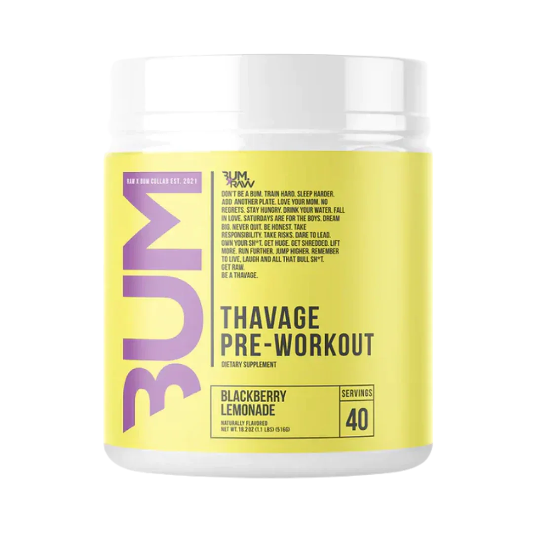Thavage Pre-Entreno CBUM x RAW - Bombeo y Energía 40 Tomas - Get Fit Mexico
