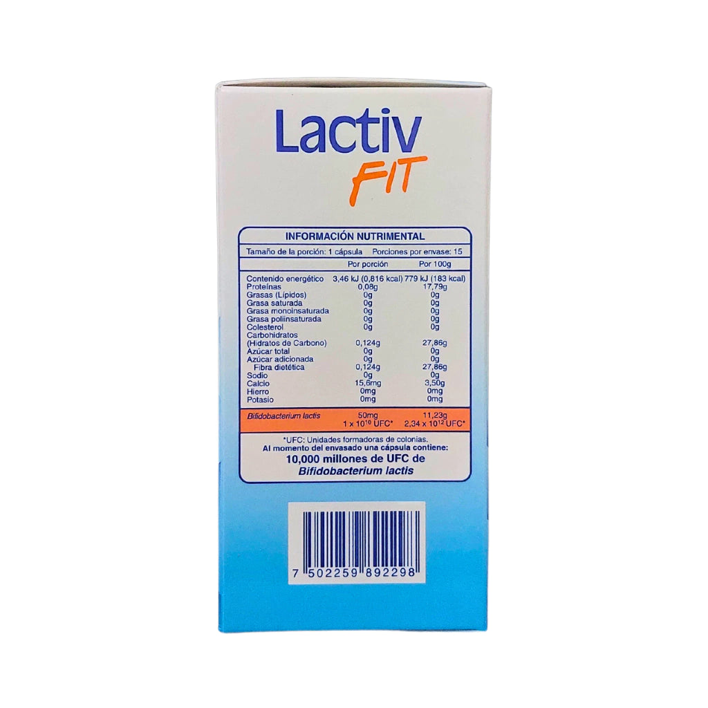 Lactiv Fit - Tabla de información nutrimental y Bifidobacterium lactis