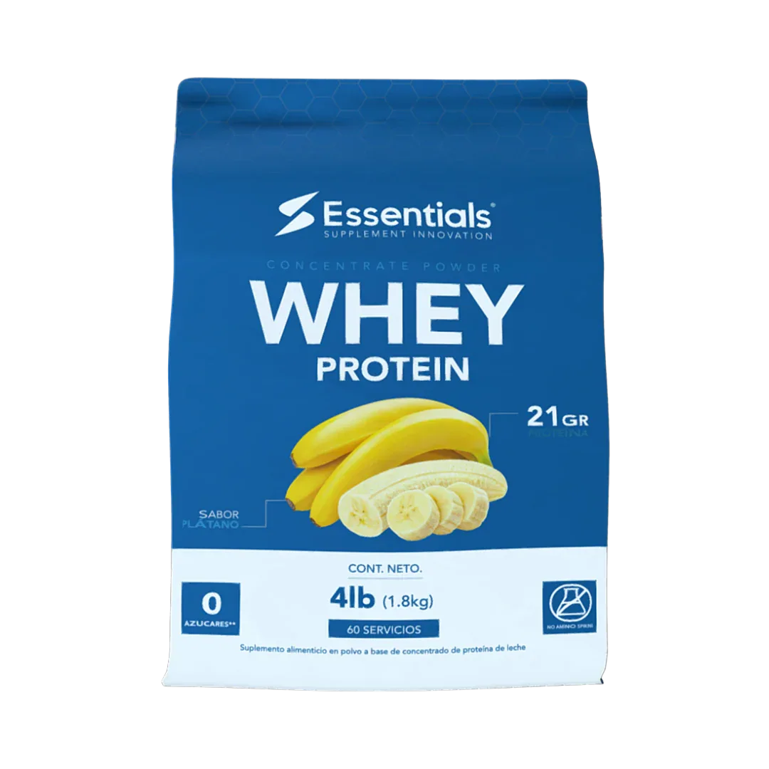 Whey Protein Concentrate 4lbs Essentials - 22g Proteína - Get Fit Mexico