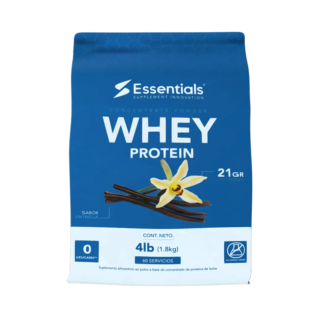 Whey Protein Concentrate 4lbs Essentials - 22g Proteína - Get Fit Mexico