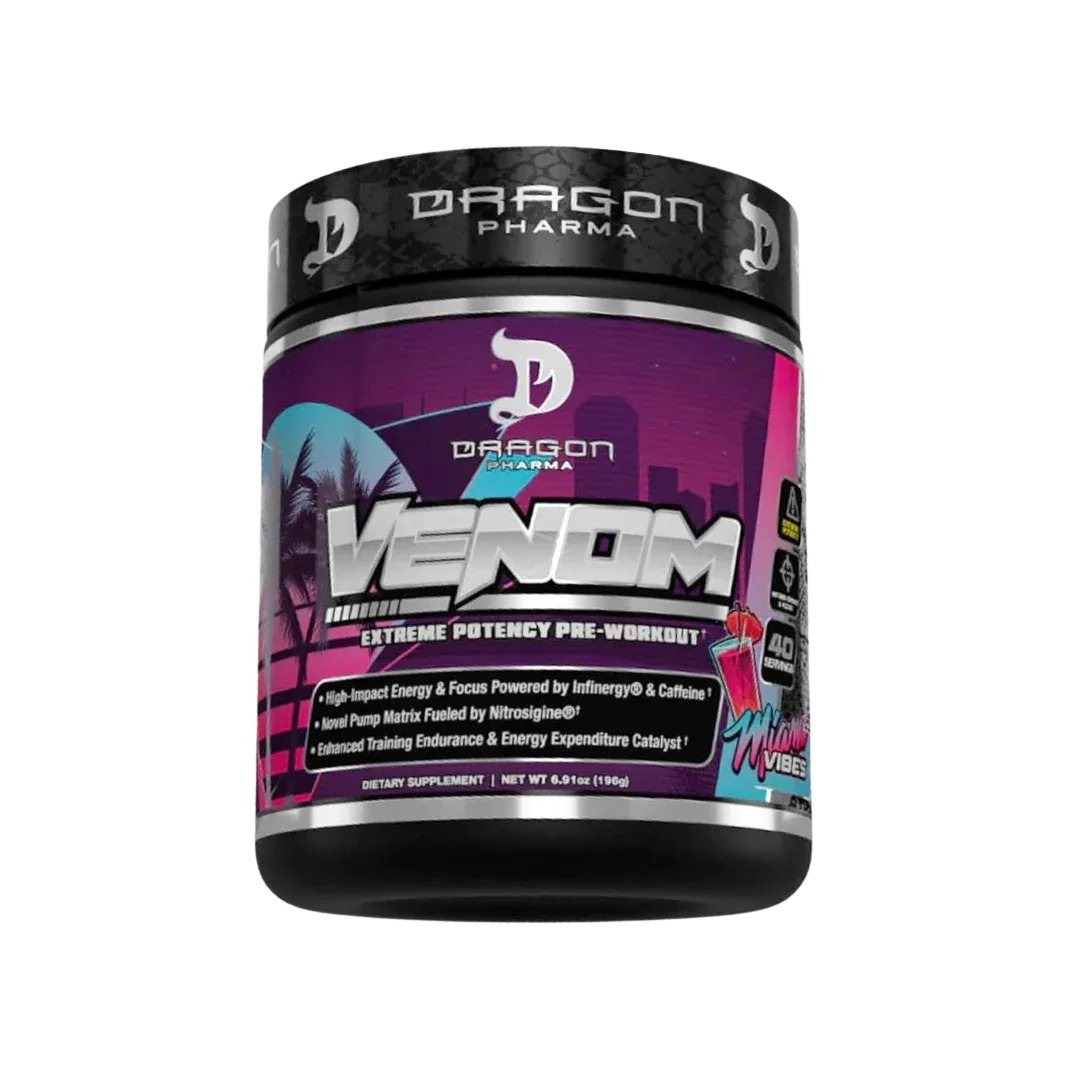 Venom Pre-Entreno Dragon Pharma - 375mg Cafeína 20 Tomas - Get Fit Mexico