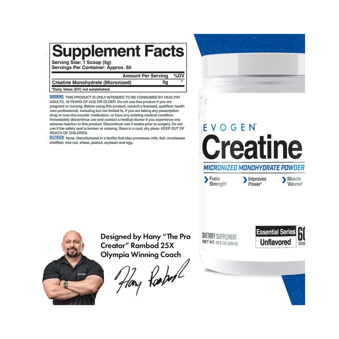 Creatina Monohidrato Evogen 300g - Fuerza y Masa Muscular - Get Fit Mexico