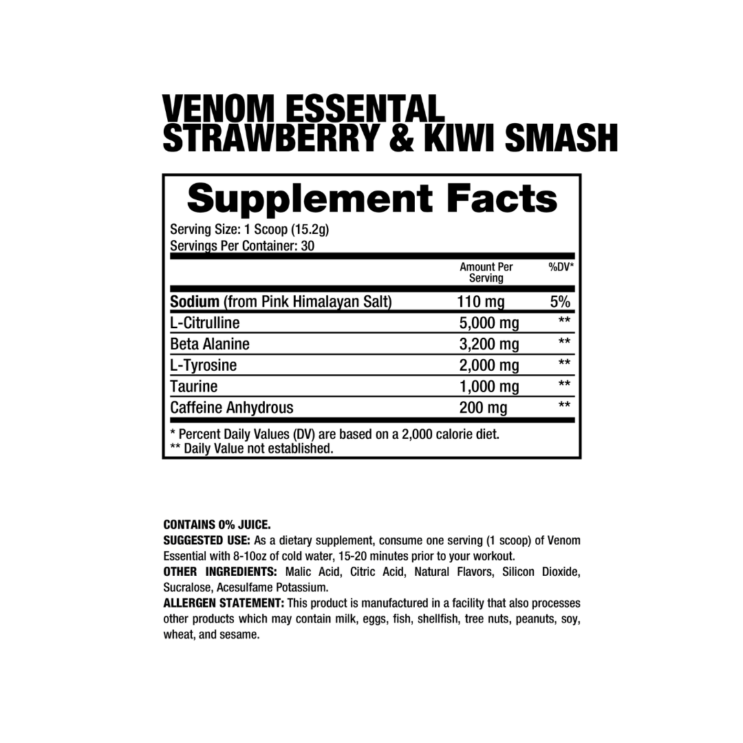 Venom Essential Pre-Entreno Dragon Pharma | Energía Extrema, Enfoque y Pump 30 Servicios