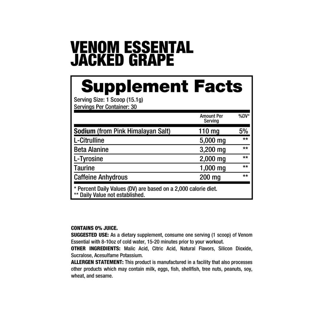 Venom Essential Pre-Entreno Dragon Pharma | Energía Extrema, Enfoque y Pump 30 Servicios