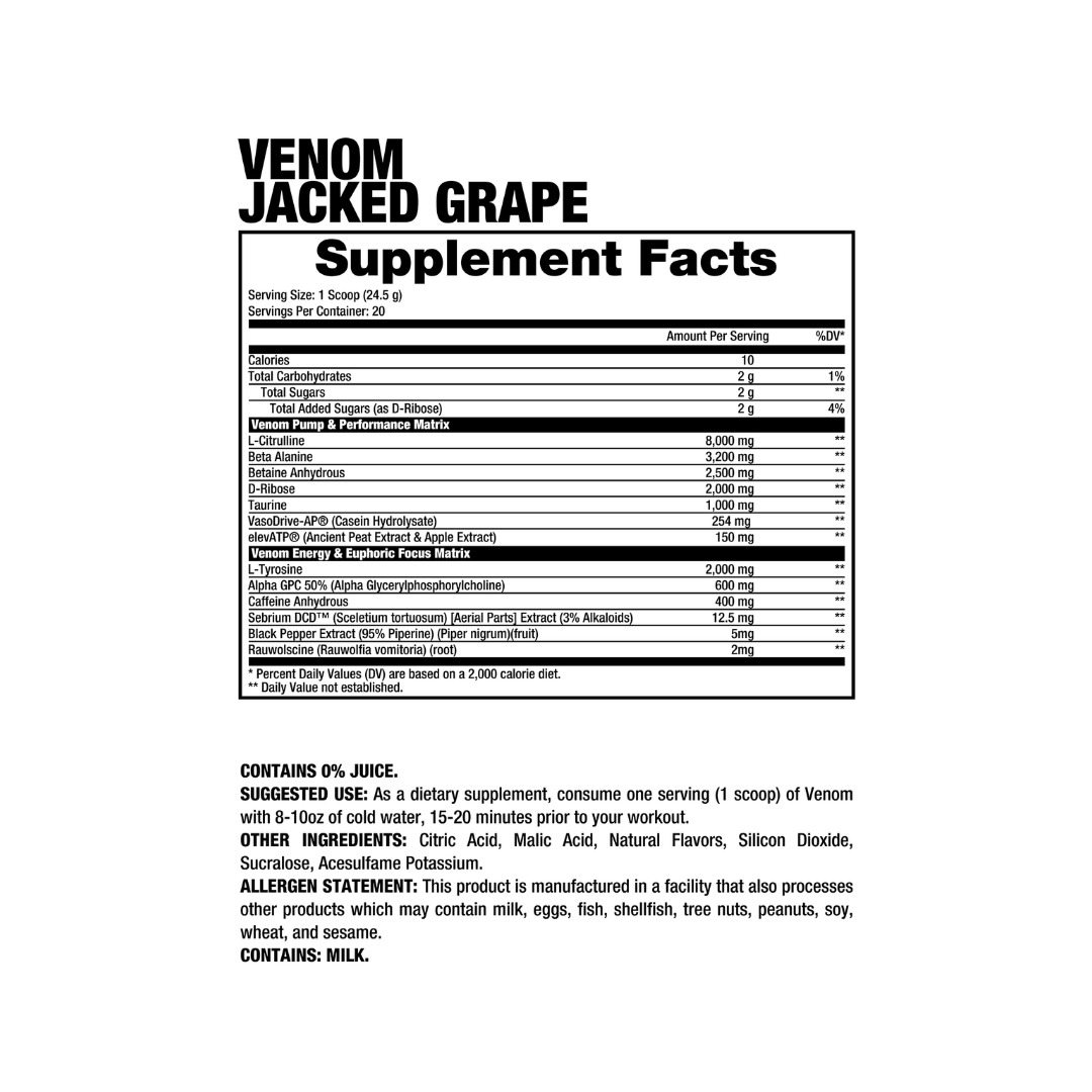 Pre-Entreno Venom Fully Loaded Catalyst Avanzado con Patentes | Máximo Rendimiento Dragon Pharma