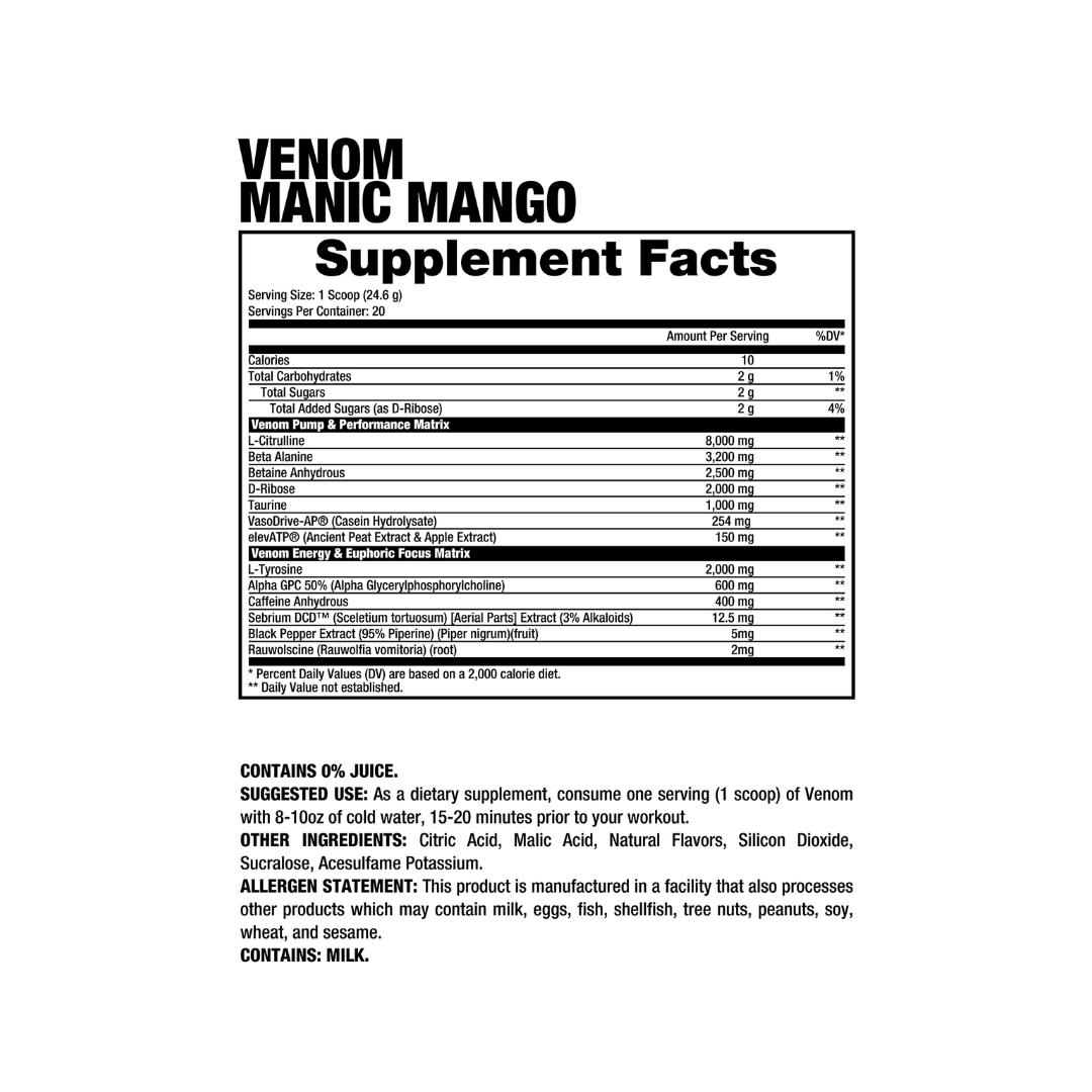 Pre-Entreno Venom Fully Loaded Catalyst Avanzado con Patentes | Máximo Rendimiento Dragon Pharma