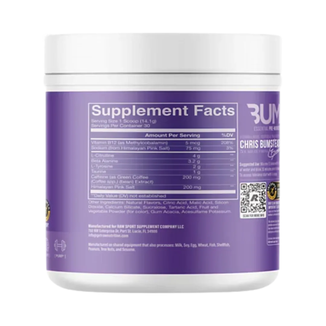 Essential Pre-Entreno CBUM x RAW - Energía y Bombeo 30 Tomas - Get Fit Mexico