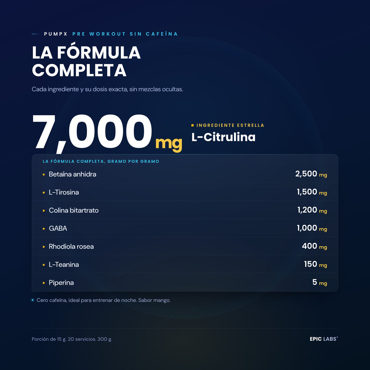 PUMPX® | Preentreno Sin Estimulantes 30 Tomas | Enfoque y Bombeo Extremo