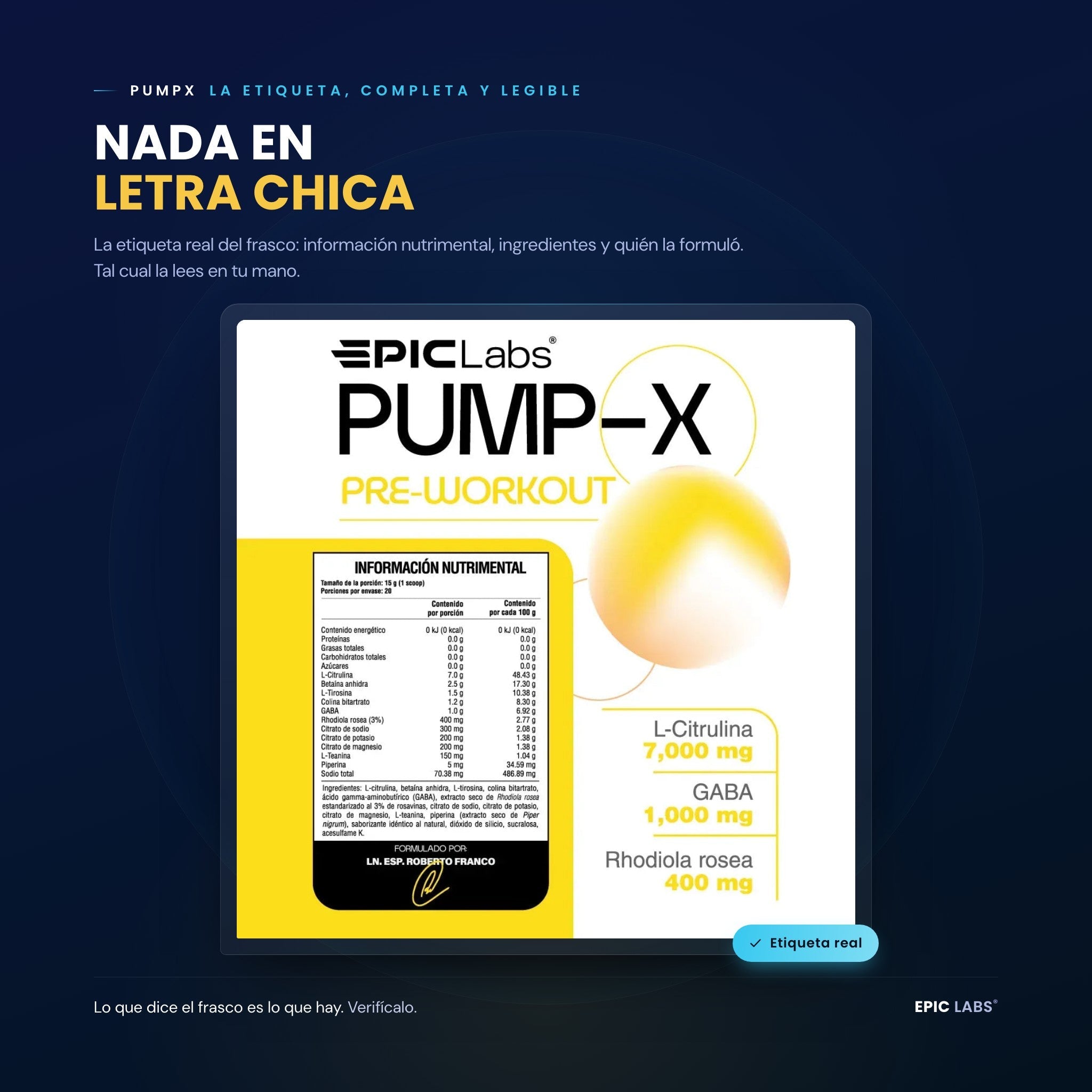 PUMPX® | Preentreno Sin Estimulantes 30 Tomas | Enfoque y Bombeo Extremo
