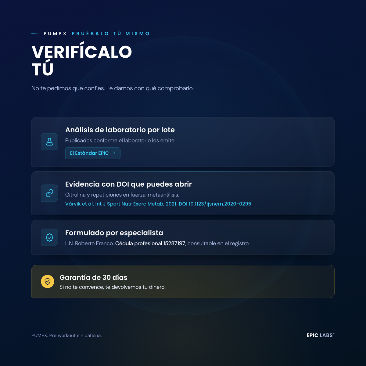 PUMPX® | Preentreno Sin Estimulantes 30 Tomas | Enfoque y Bombeo Extremo