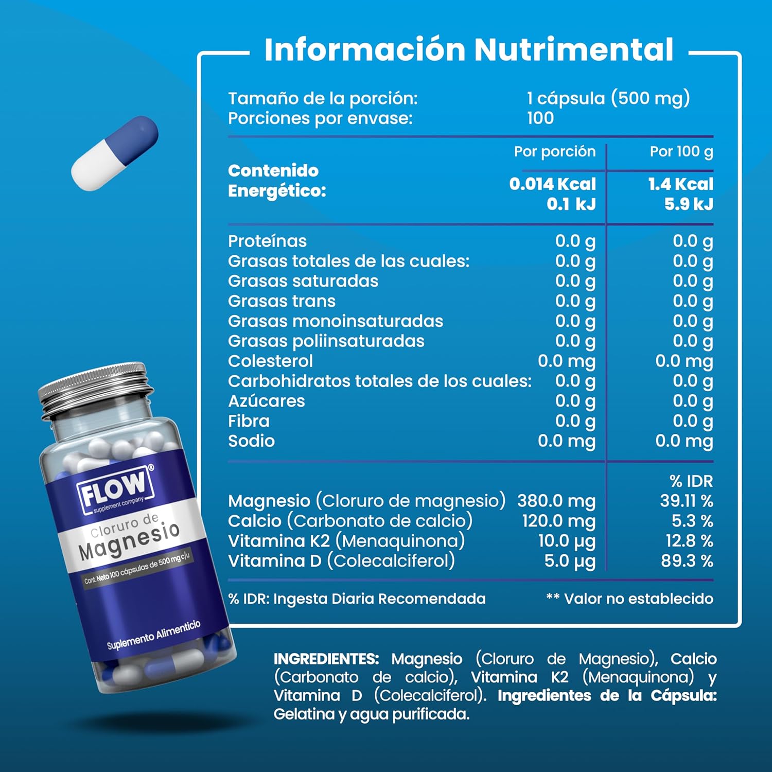 Cloruro de Magnesio FLOW - Tabla de Información Nutrimental