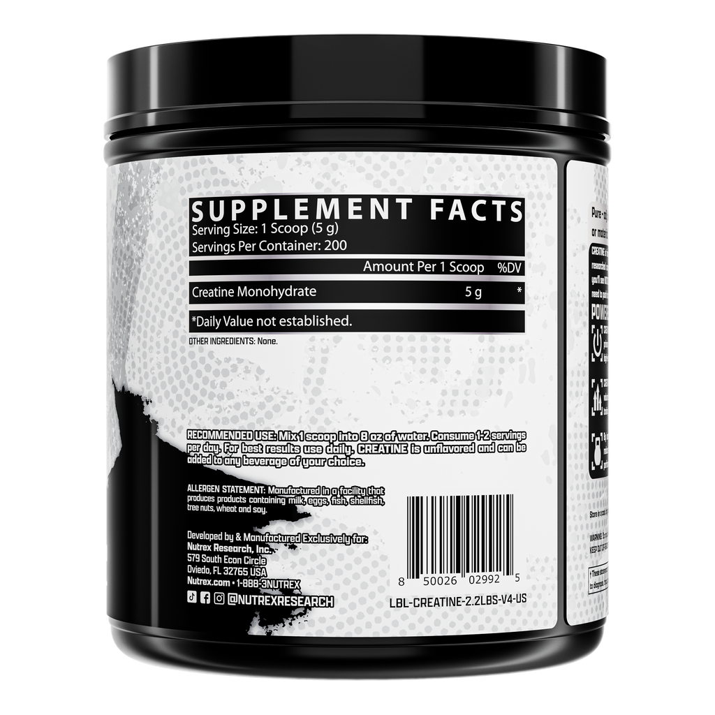 Nutrex Creatine Monohydrate - tabla de suplementos