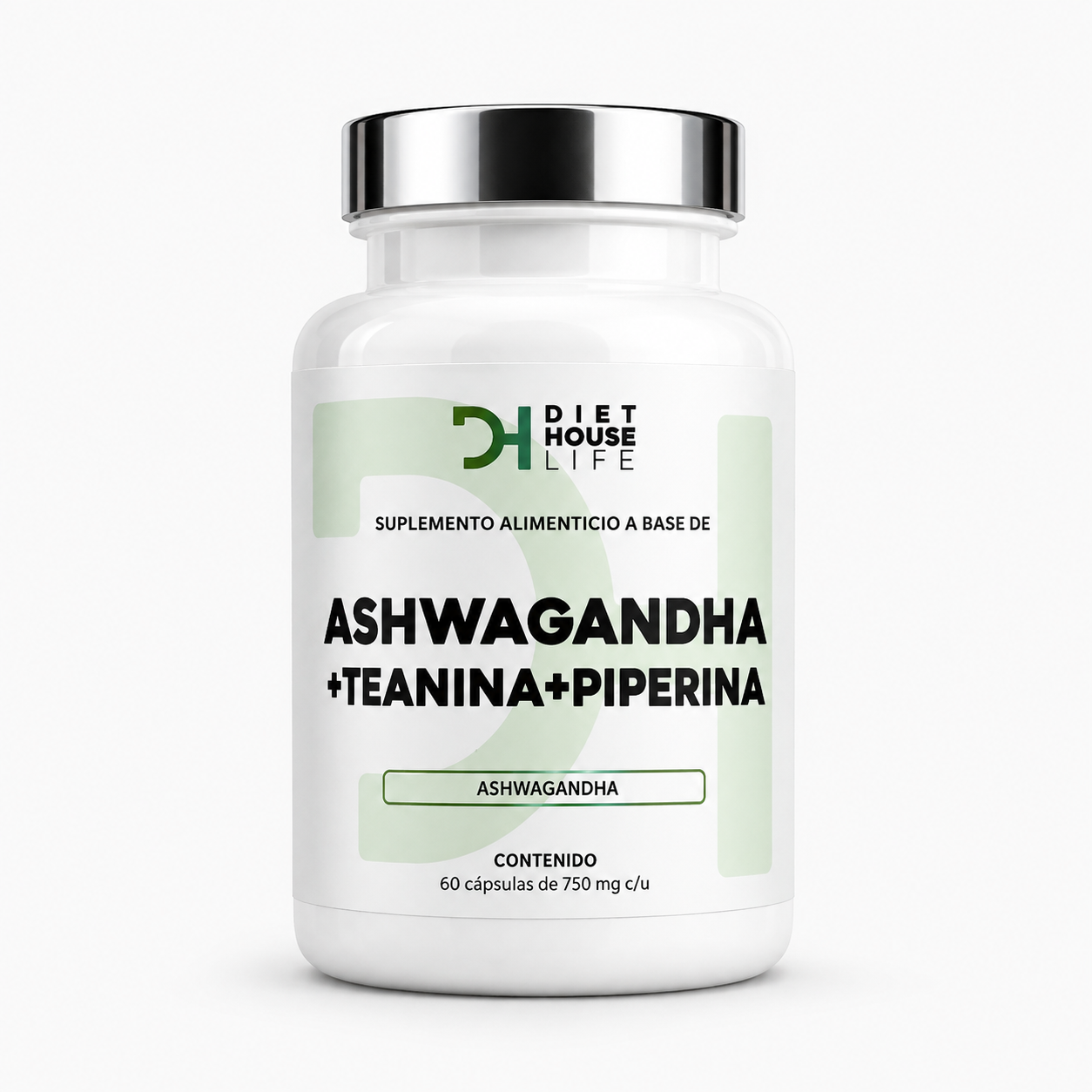 Ashwagandha + Teanina + Piperina Diet House Life 750mg - 60 Cápsulas