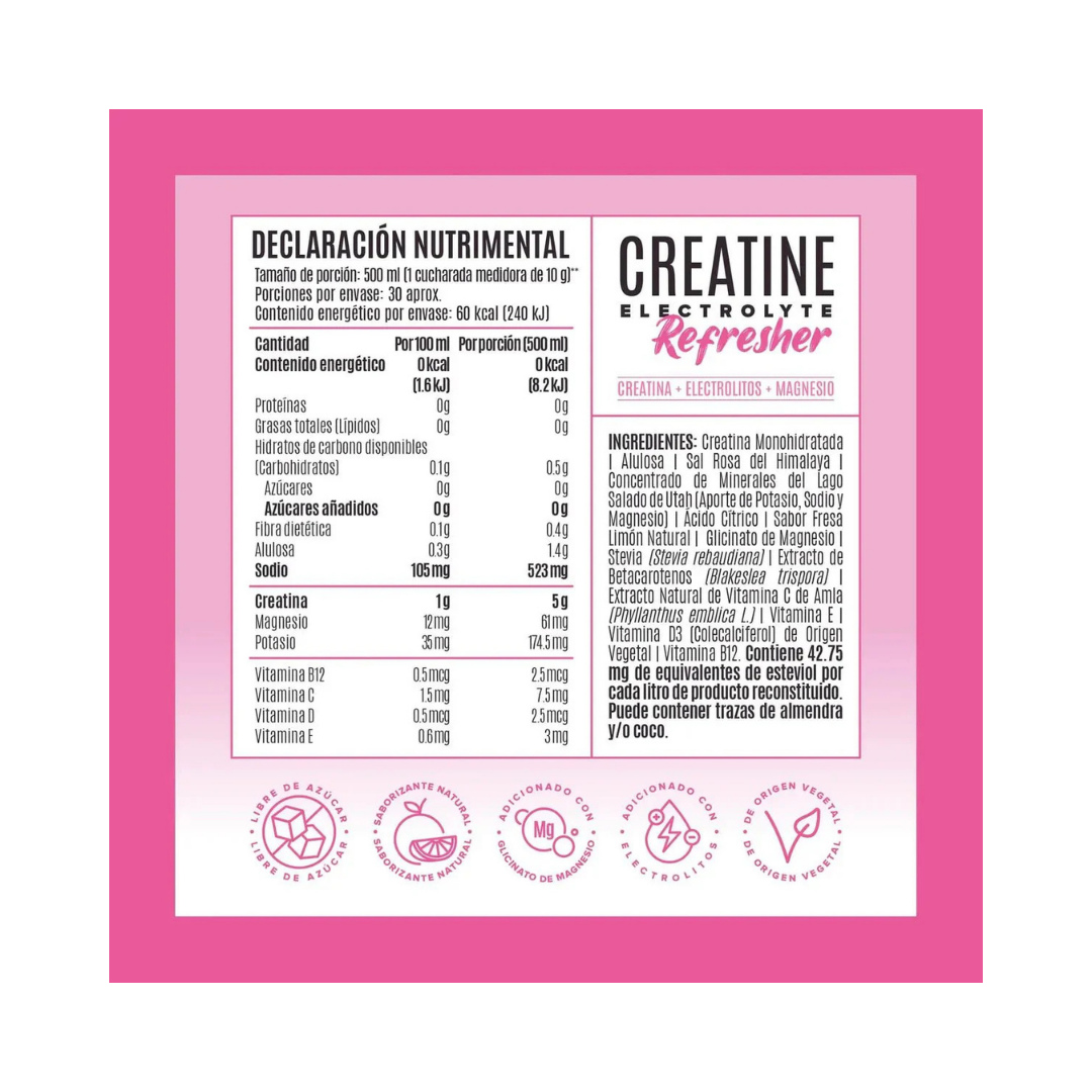 Creatina + Electrolitos Refresher con Patente CreaClean® 300g | Birdman