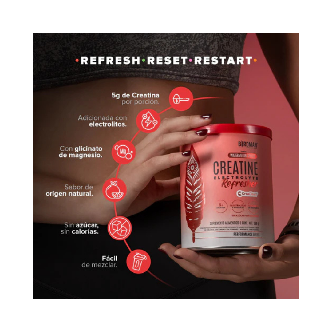 Creatina + Electrolitos Refresher con Patente CreaClean® 300g | Birdman
