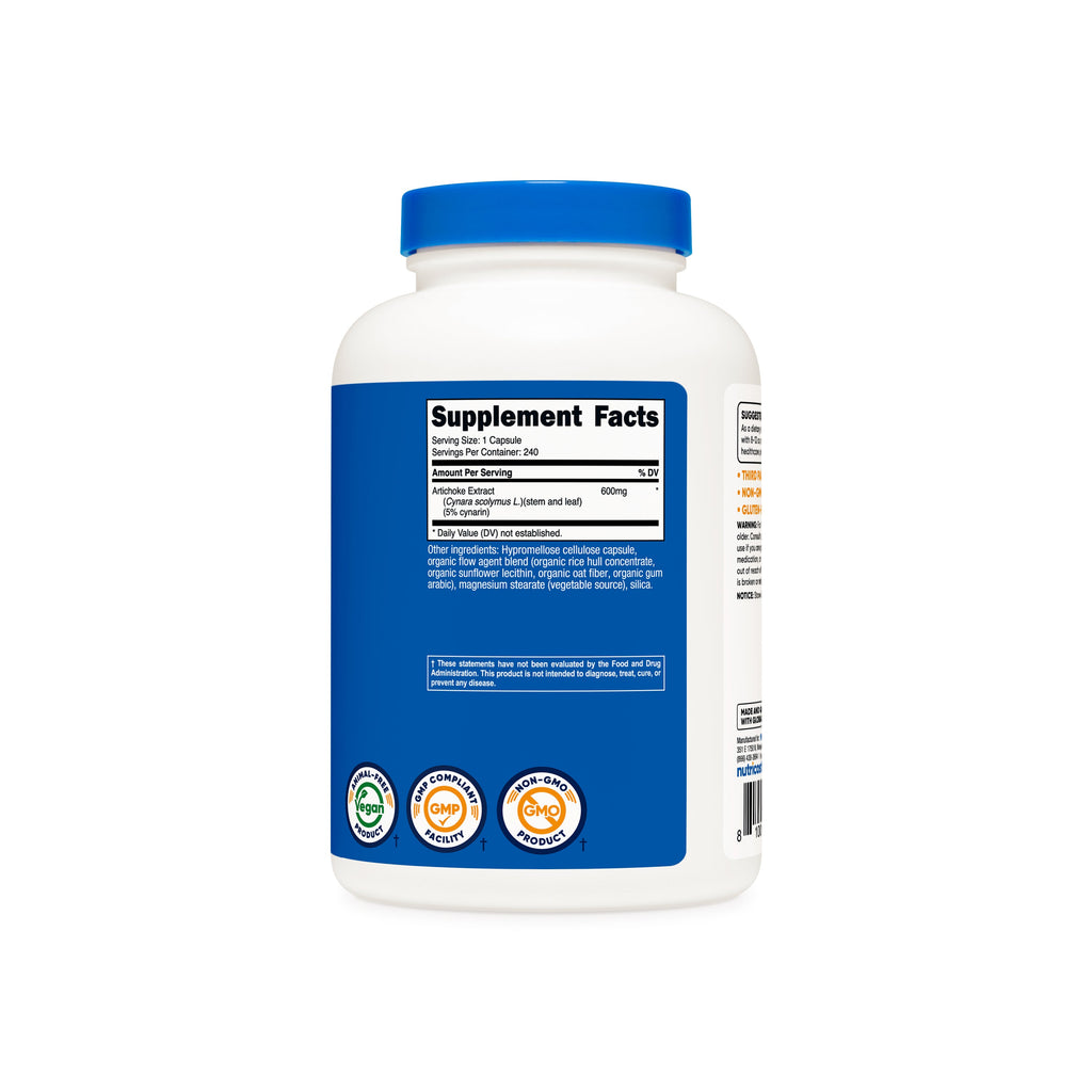 Tabla de suplementos Alcachofa Extracto Nutricost