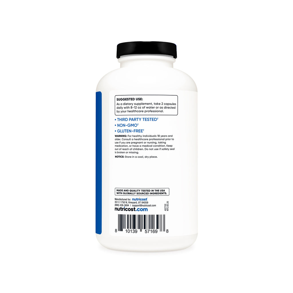 Nutricost BCAA en Cápsulas - Tabla de Suplementos
