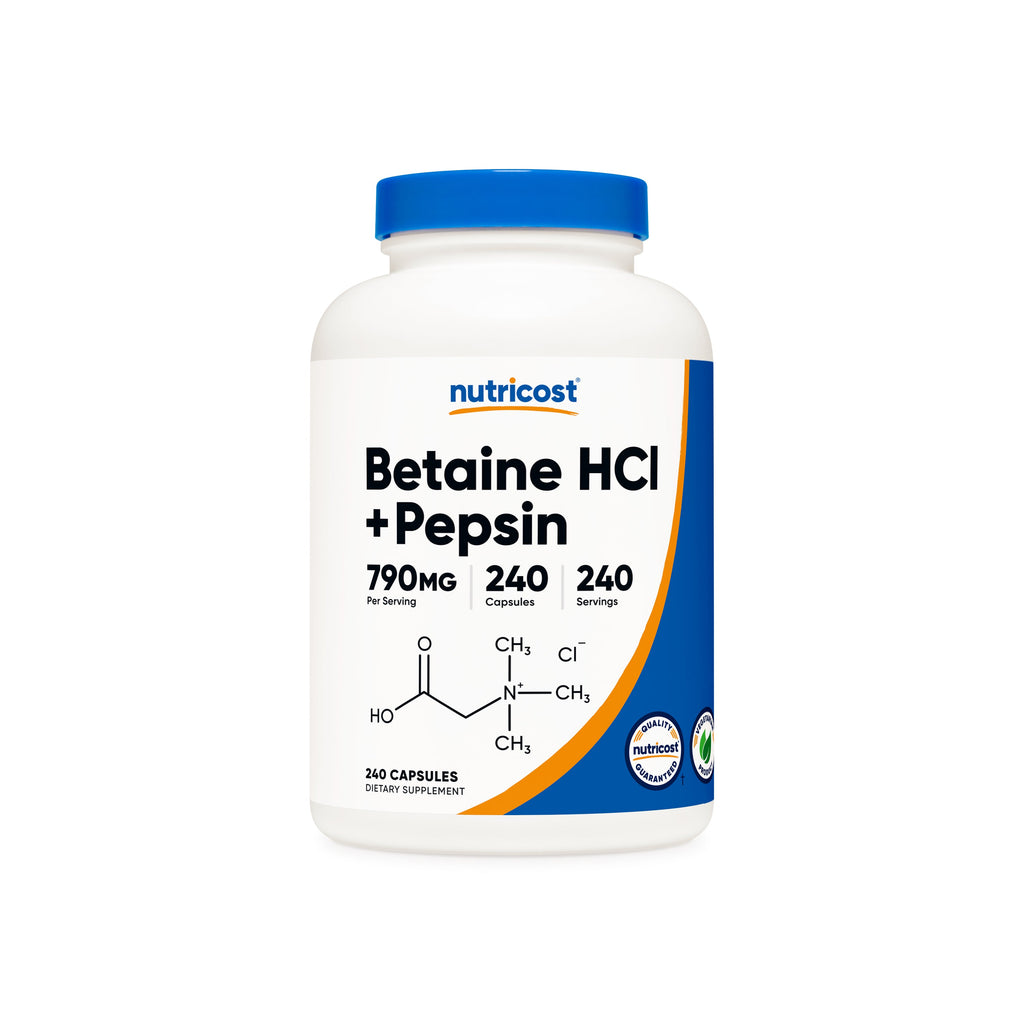 Nutricost Betaine HCL + Pepsina 240 Cápsulas