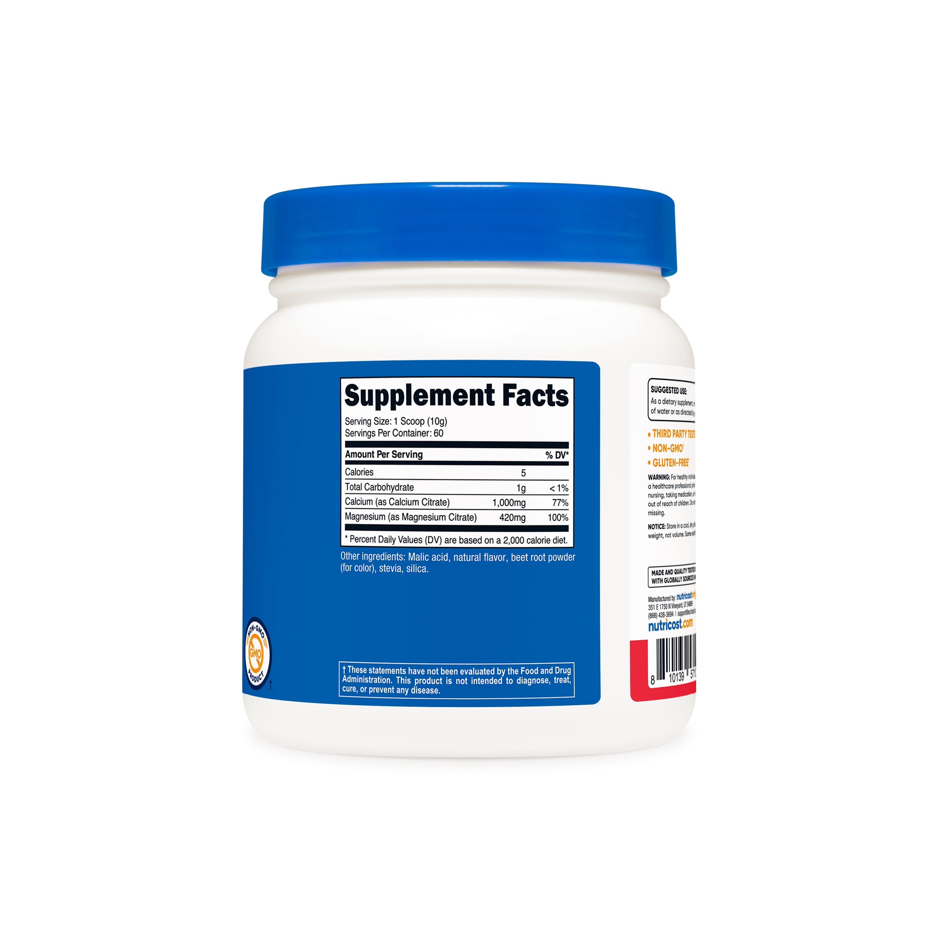 Tabla nutrimental Nutricost Calcio & Magnesio Citrato Fruit Punch