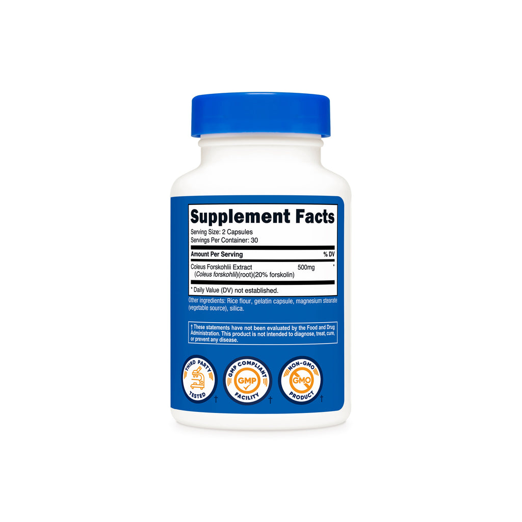 Tabla de suplementos Coleus Forskohlii Nutricost