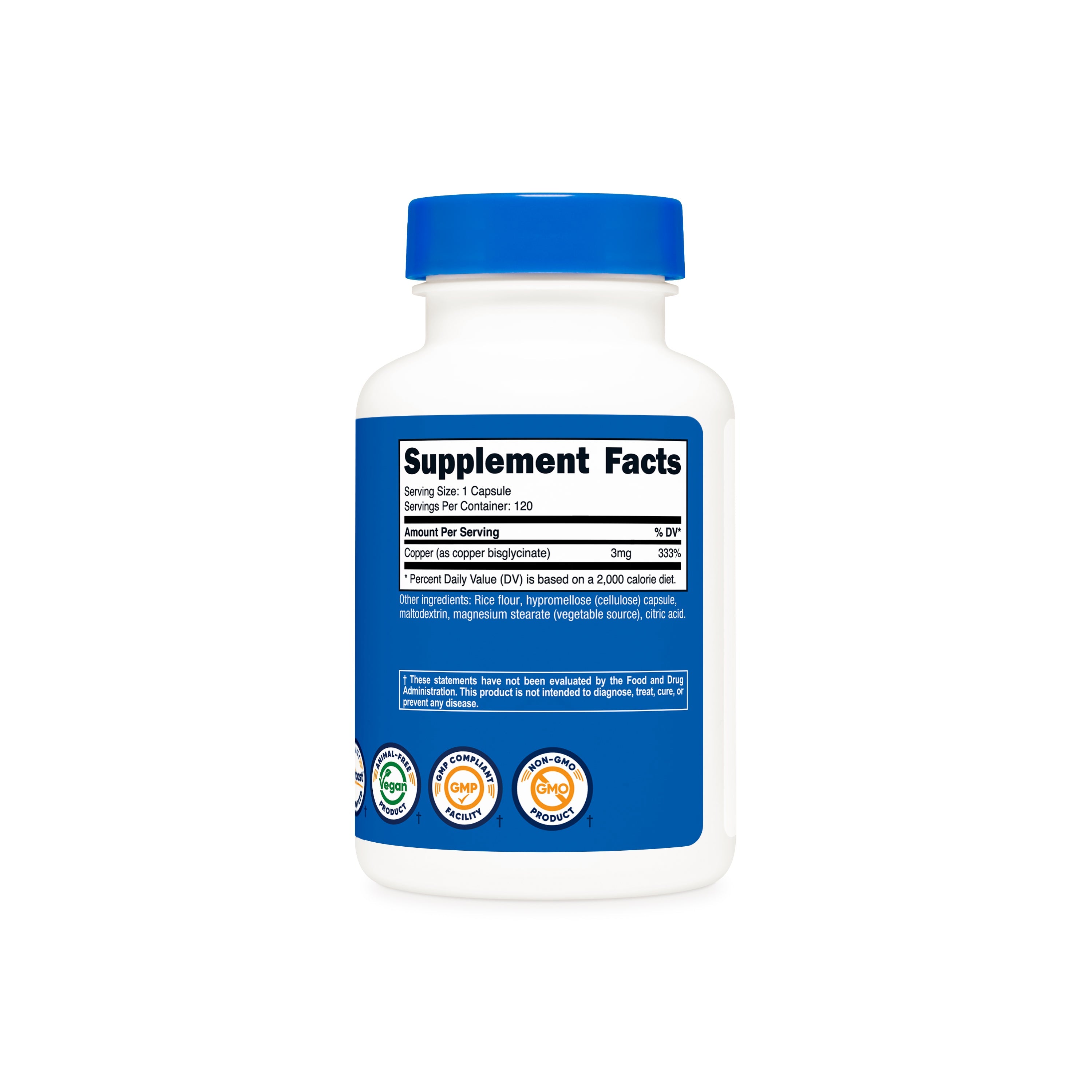 Nutricost Glicinato de Cobre 3mg - Tabla de Suplementos