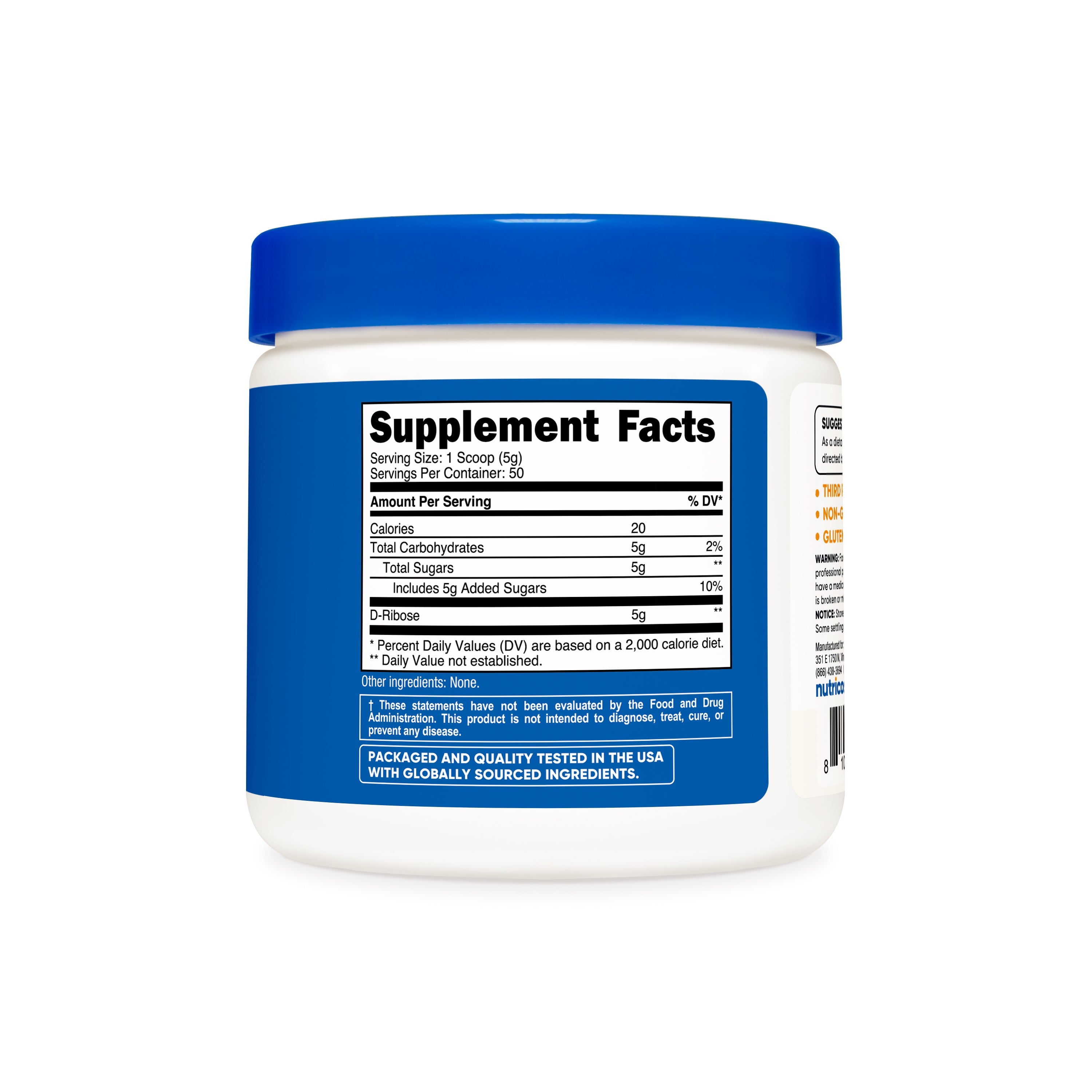 Tabla de suplementos D-Ribosa Nutricost