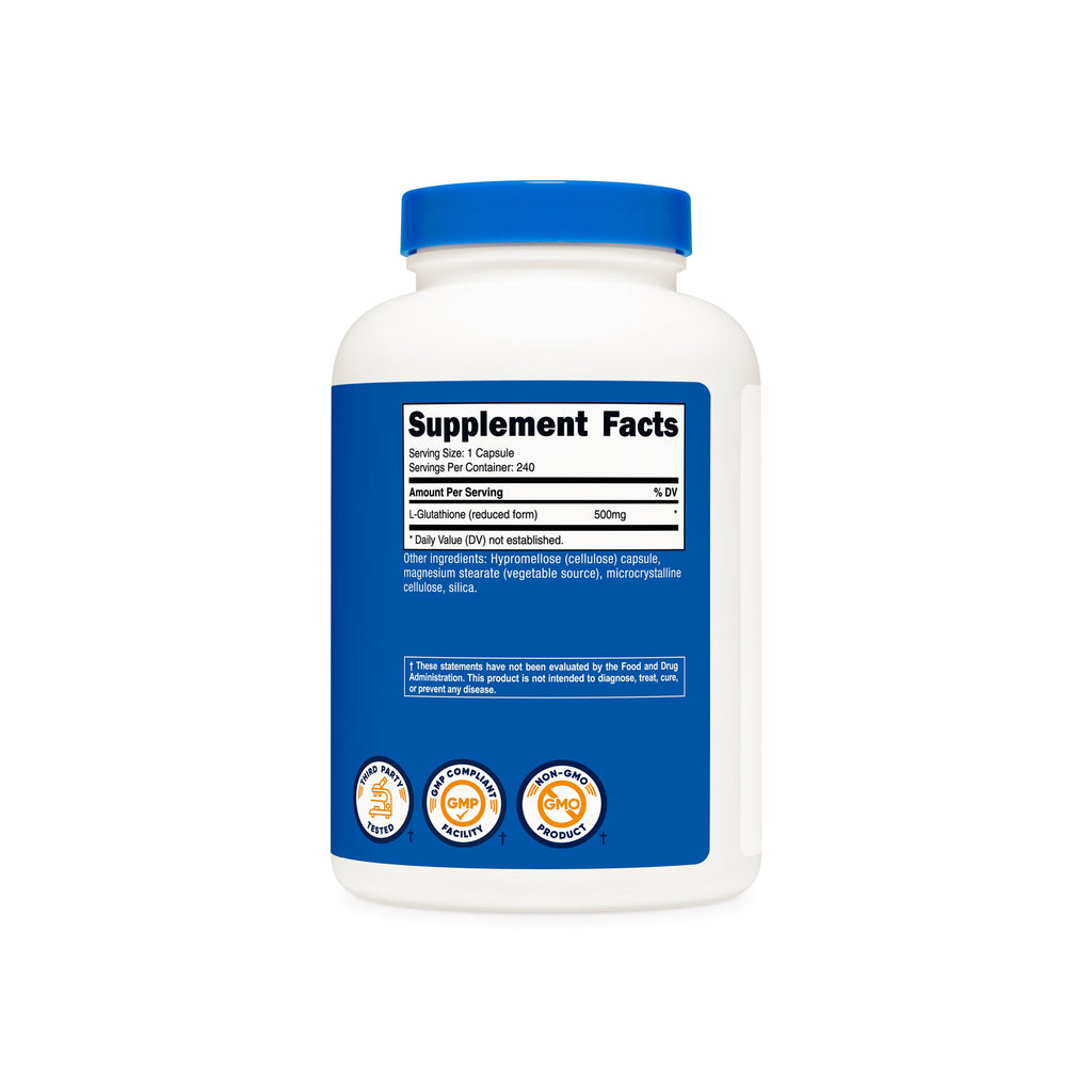 Tabla nutrimental Nutricost Glutatión 500mg