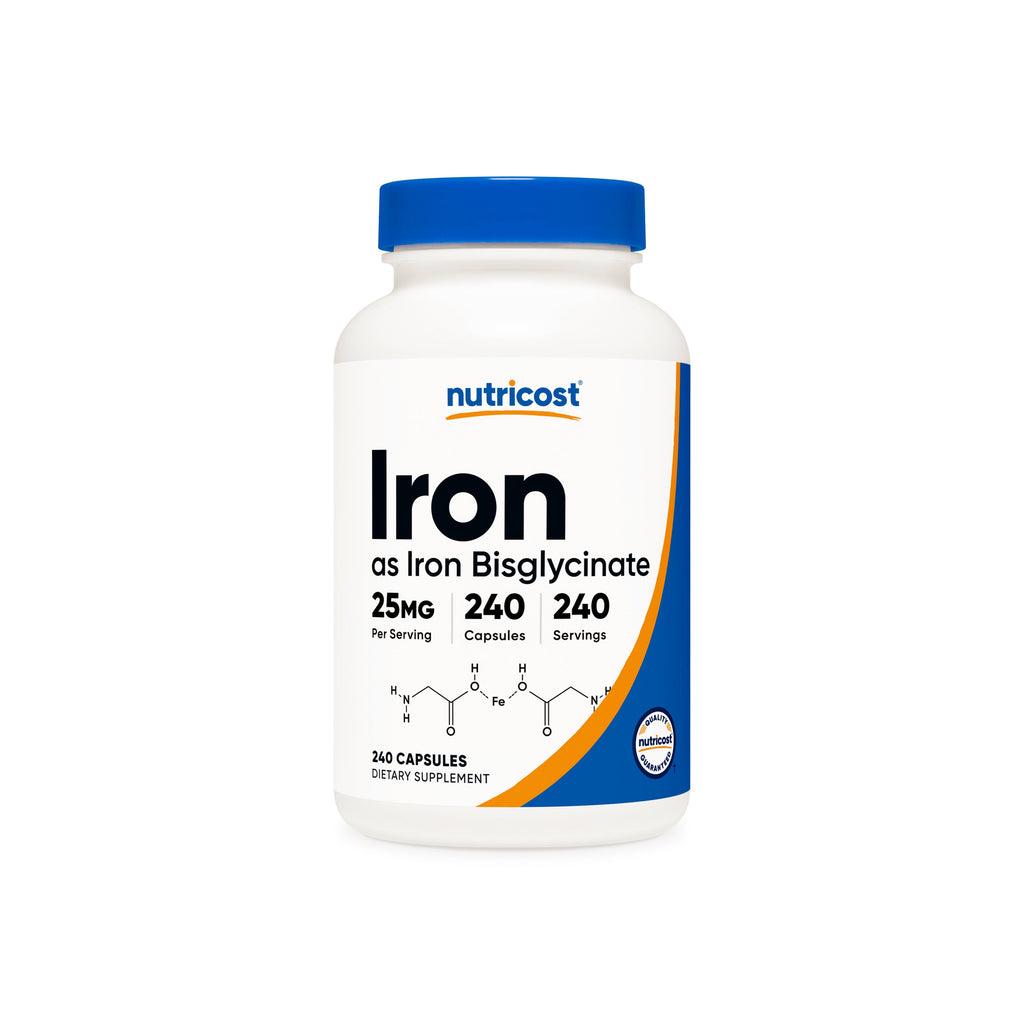 Nutricost Hierro Quelado 25mg 240 cápsulas frente