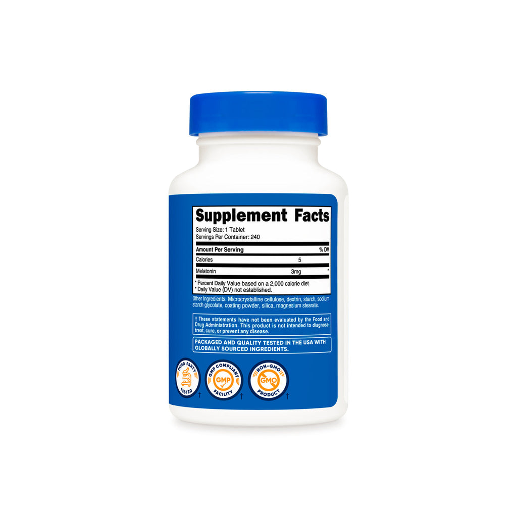 Nutricost Melatonina 3mg - Tabla de suplementos