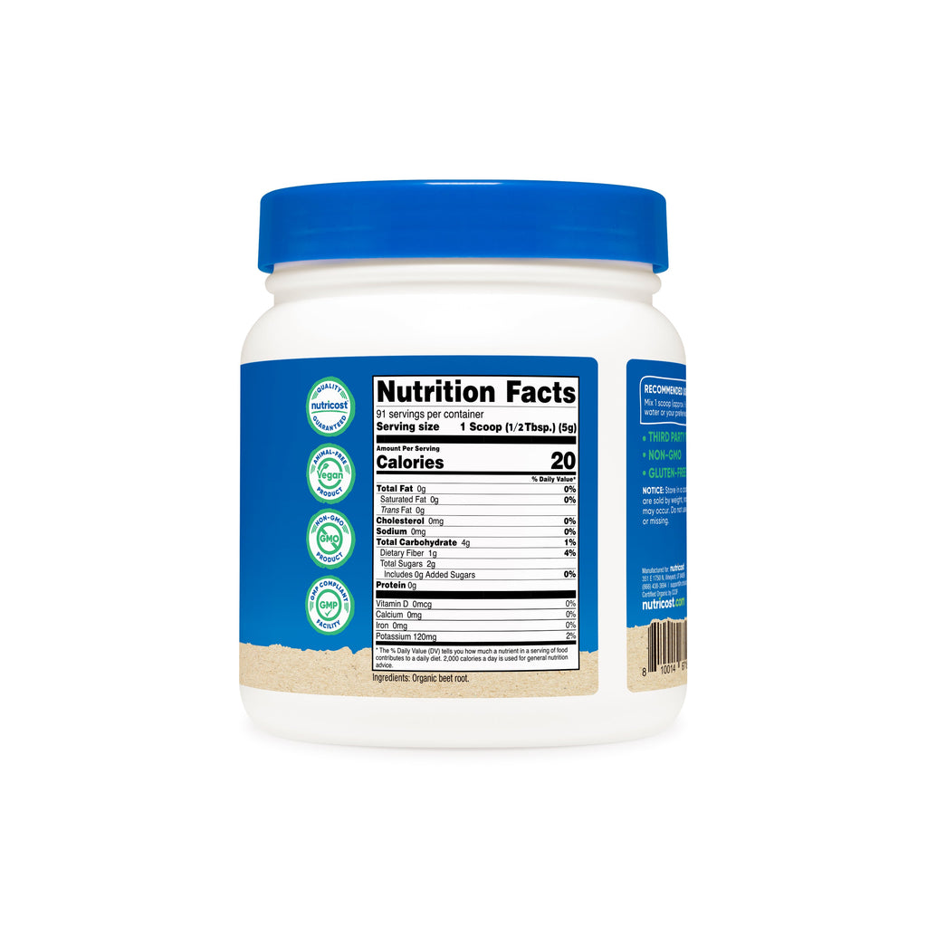 Nutricost Beet Root Orgánico - Tabla de Suplementos