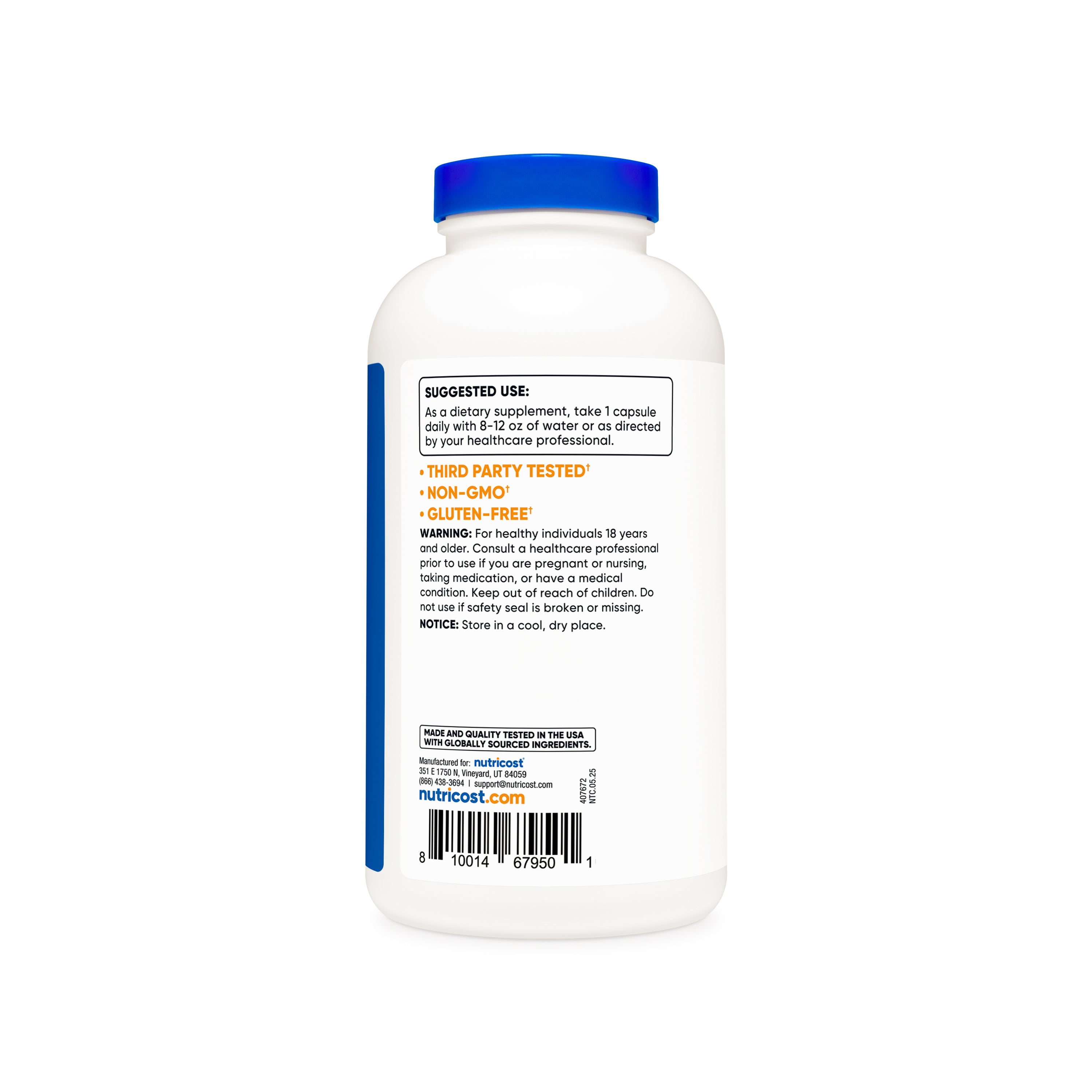 Modo de uso Nutricost Taurina 1000mg 400 cápsulas