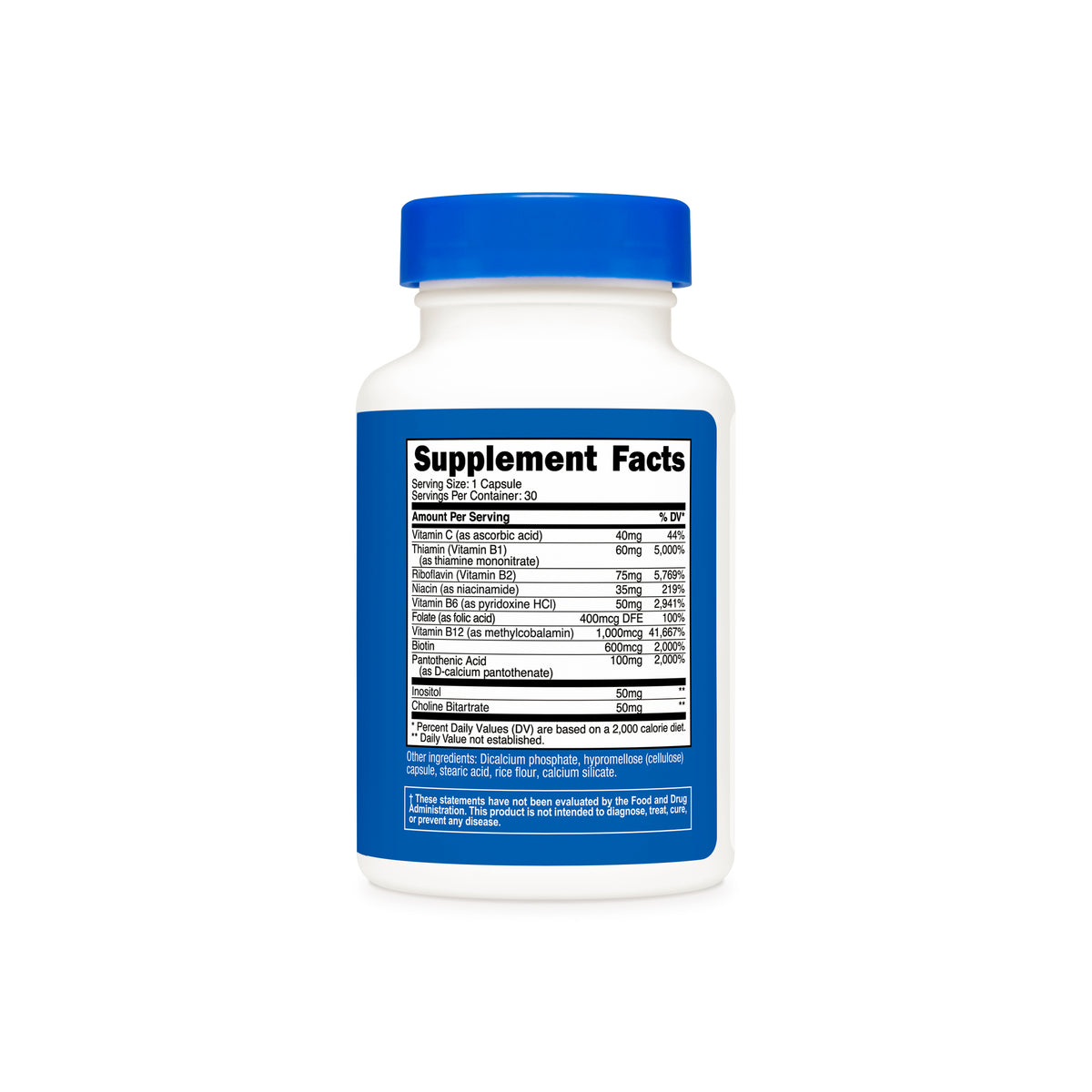 Nutricost Vitamin B Complex - Tabla de suplementos