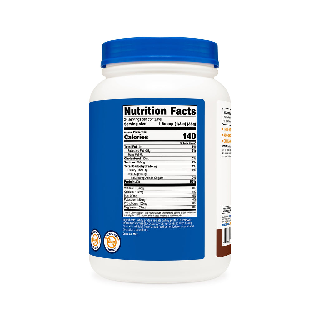 Tabla nutrimental Nutricost Whey Protein Isolate Chocolate