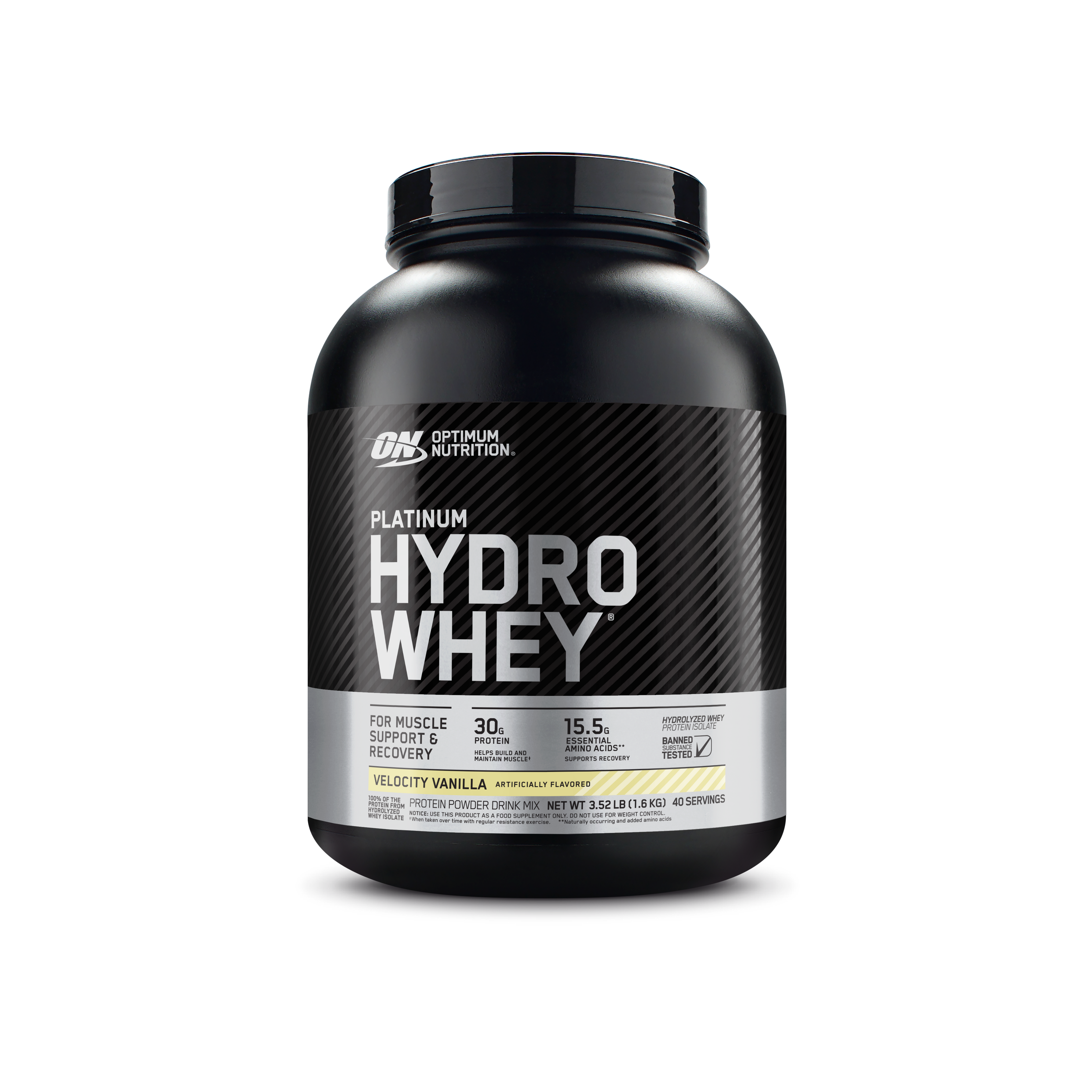 Hydro Whey Optimum Nutrition - bote frontal sabor vainilla