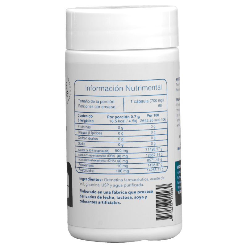 Omega 3 Krill 700mg Essentials - Tabla de Información Nutrimental