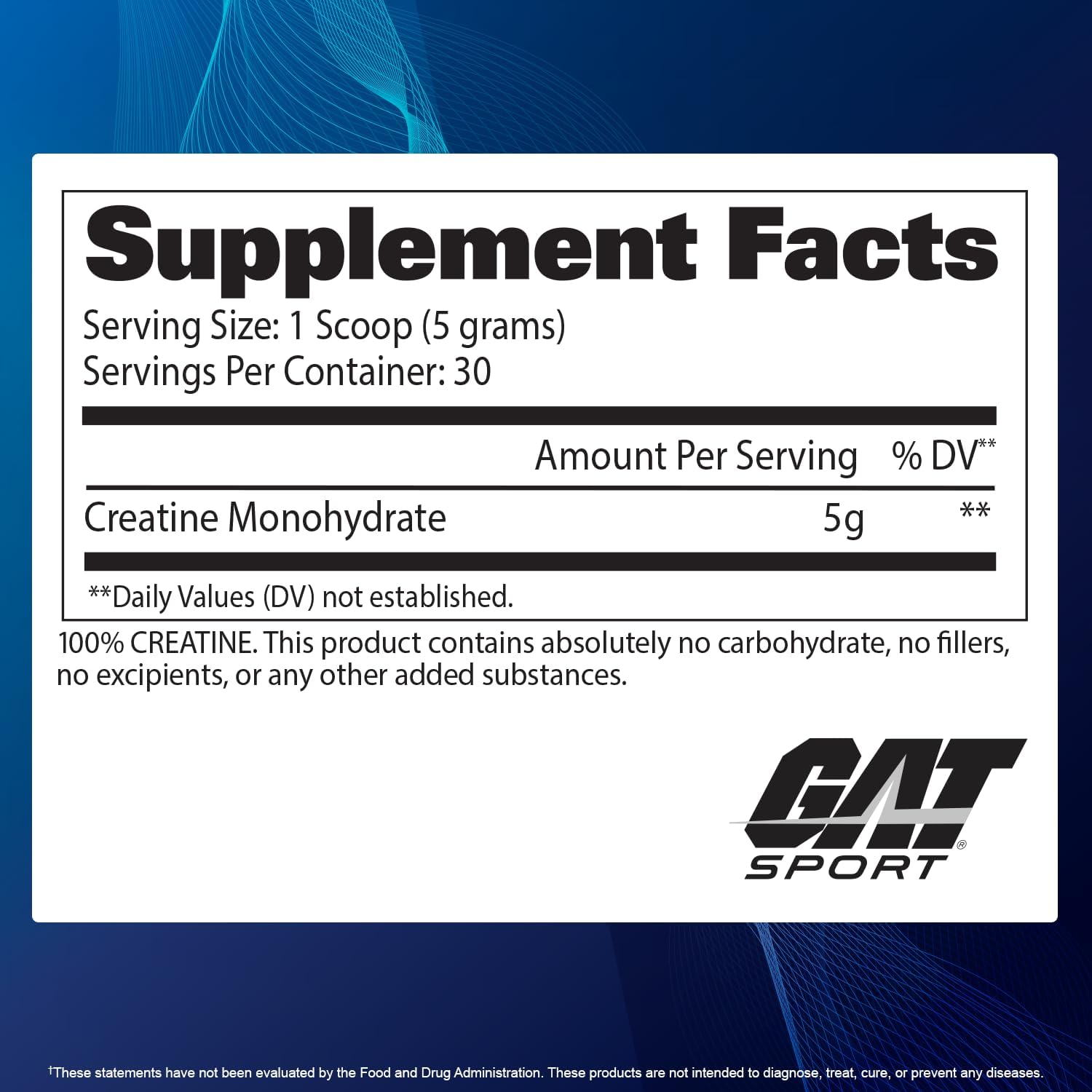 Tabla de Suplementos - Creatina Monohidrato GAT
