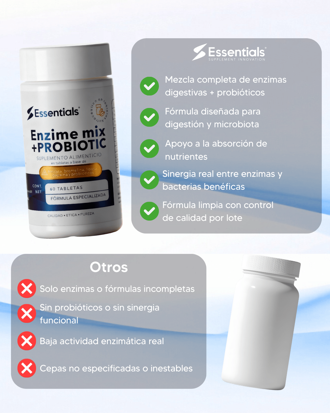 Enzimas Digestivas + Probióticos 13B UFC Essentials - Beneficios y Comparativa
