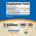 Nutricost Chlorella Orgánica en Polvo - Tabla de suplementos