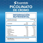 Picolinato de Cromo Essentials - tabla de suplementos