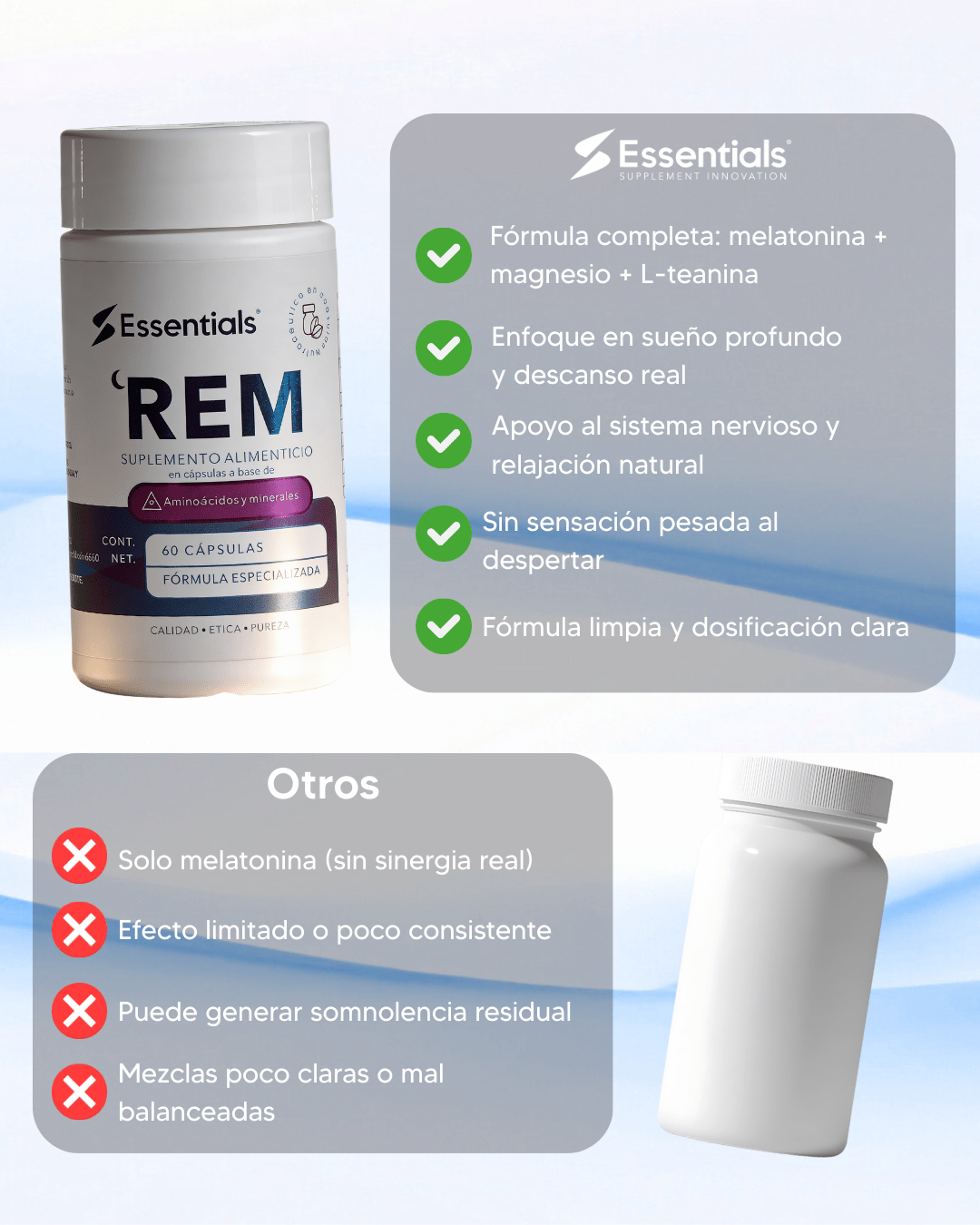 REM Sueño Profundo Essentials - beneficios y ventajas vs otras marcas - Get Fit Mexico