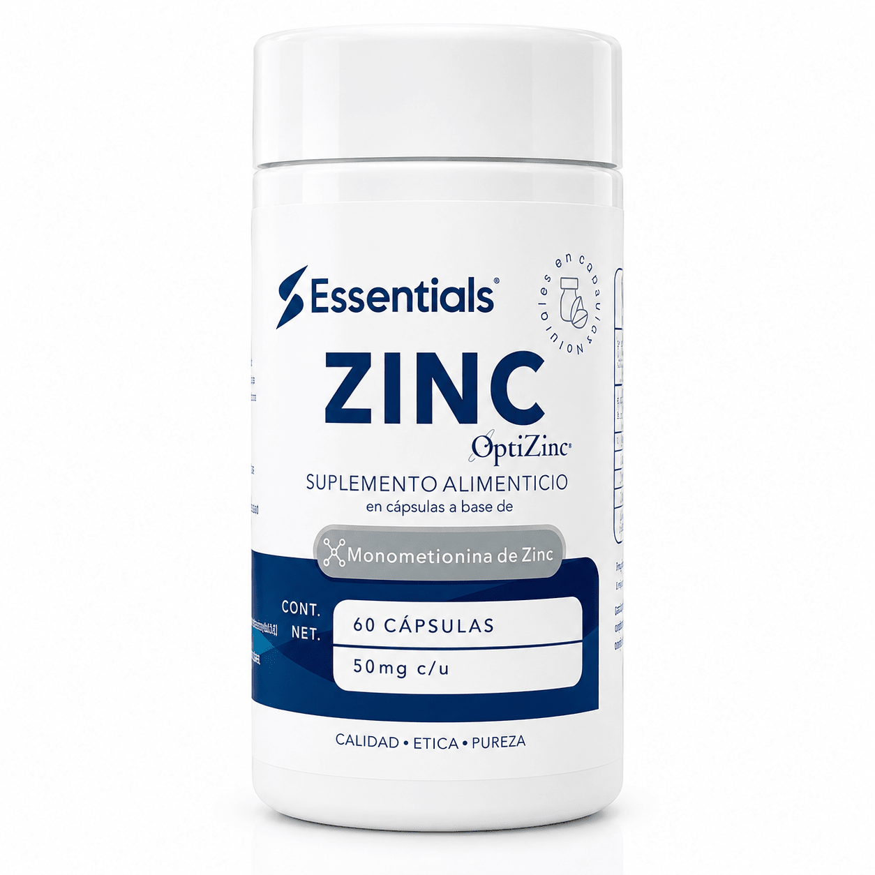 Zinc 50mg Optizinc Essentials - frasco frontal